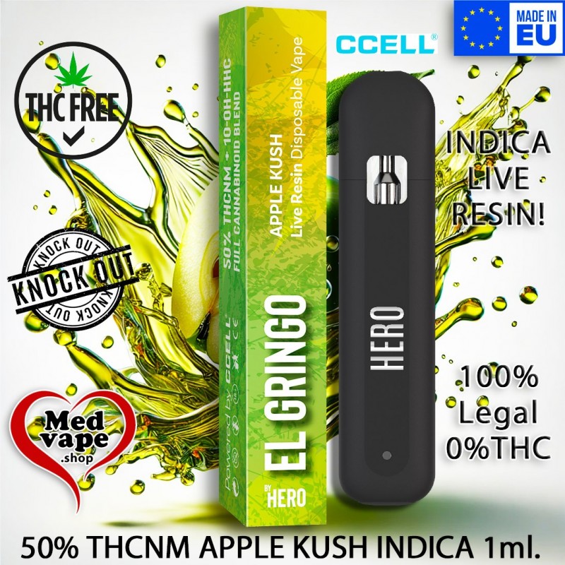 50% THCNM VAPE APPLE KUSH INDICA 1ml - EL GRINGO WEED THC MEDVAPE LEGAL CANNABIS 50% THCNM VAPE APPLE KUSH INDICA 1ml - EL GRINGO WEED THC MEDVAPE LEGAL CANNABIS