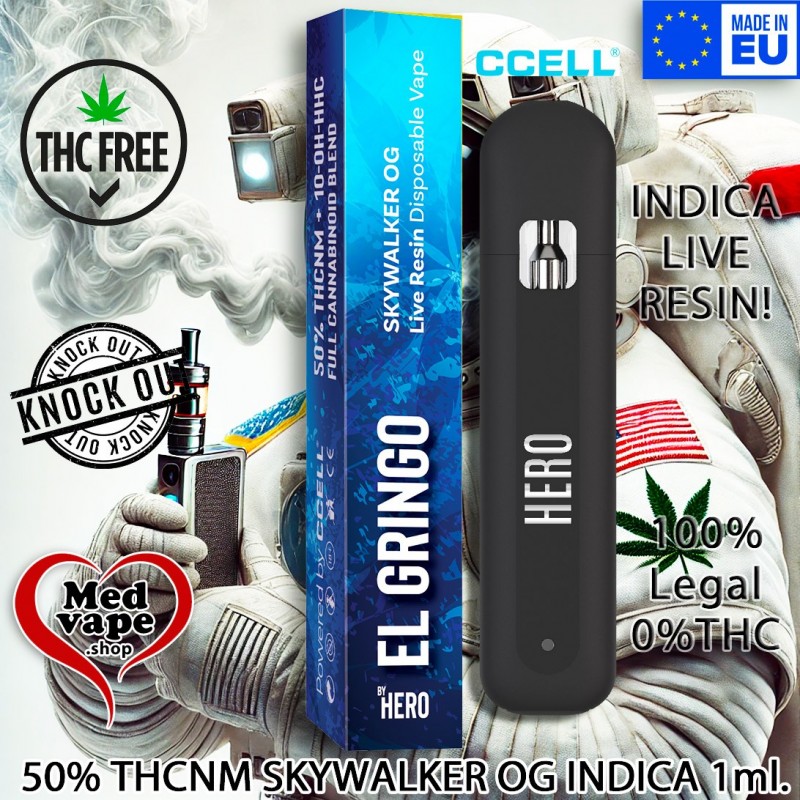 50% THCNM VAPE SKYWALKER OG INDICA 1ml - EL GRINGO WEED CANNABIS THC LEGAL MEDVAPE 50% THCNM VAPE SKYWALKER OG INDICA 1ml - EL GRINGO WEED CANNABIS THC LEGAL MEDVAPE